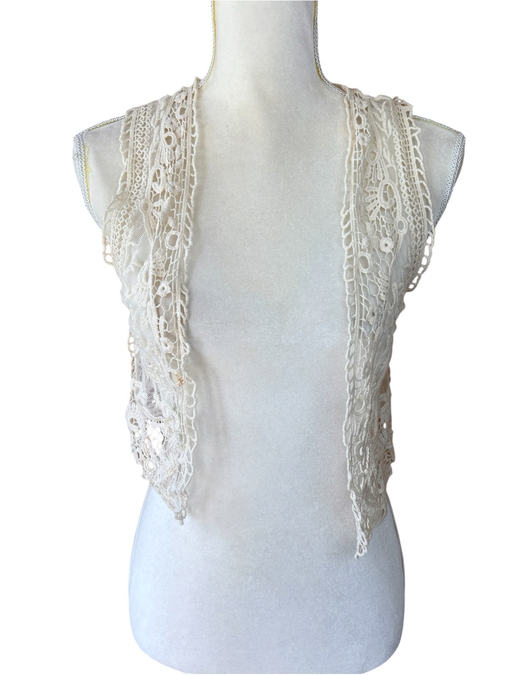Crystal K crochet/lace vest, size Small, made in USA, summer, beach, vacation